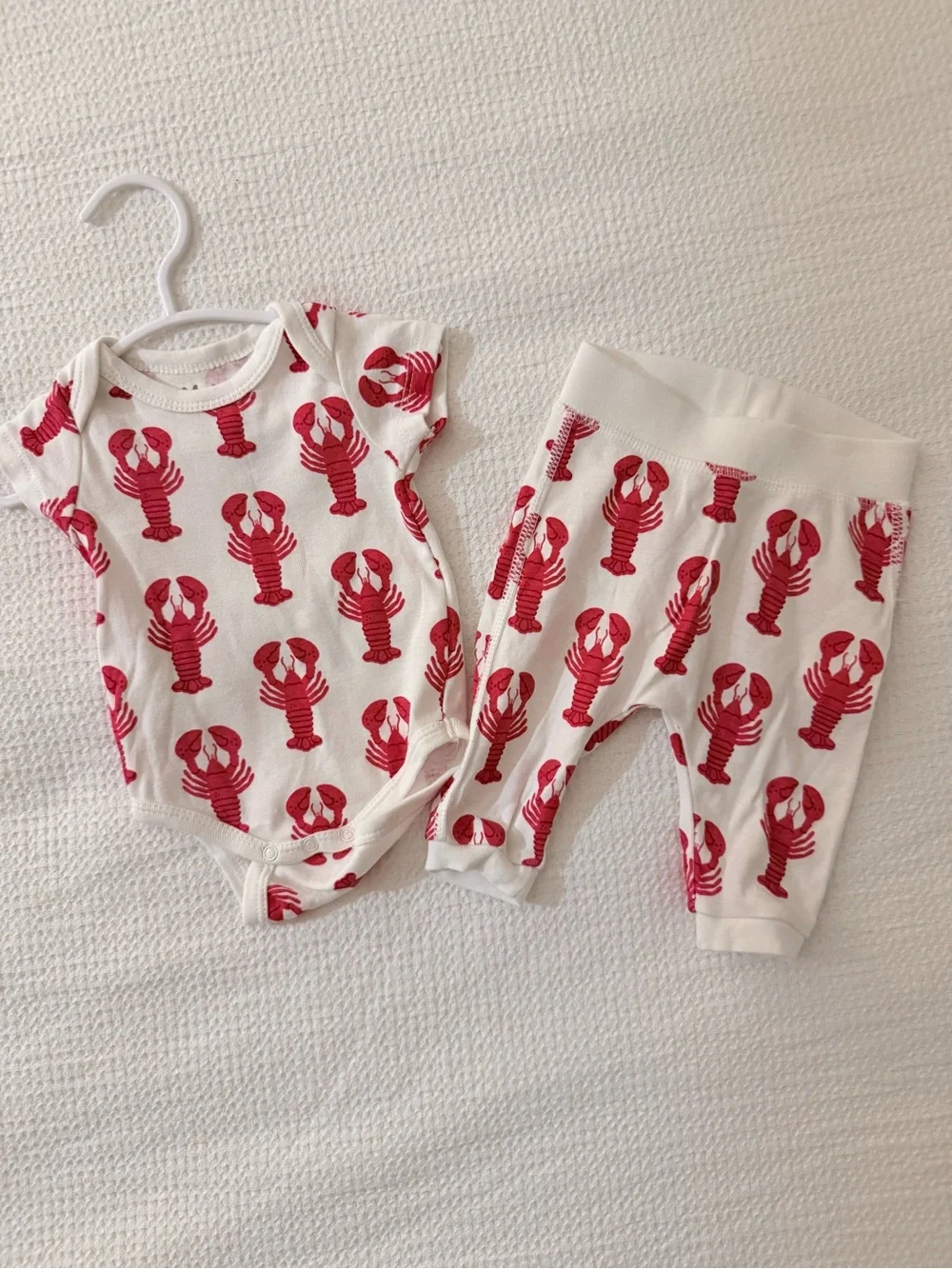 White and Red Lobster Two-Piece Baby Pajama Set
